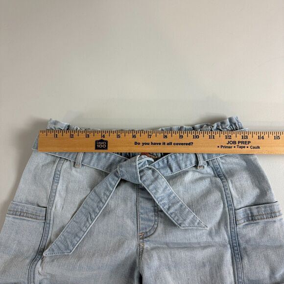 Abercrombie Kids High-Rise Paperbag Waist Shorts Light Blue Denim Size 13/14 - Picture 6 of 11